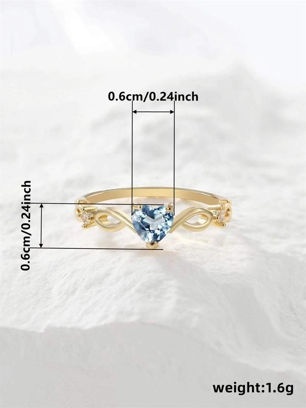 Women's Elegant Rhinestone Decor Heart Design Promise Ring,  Trendy Exquisite Engagement Ring, Chic Fashionable Dainty Jewelry As Gift for Girlfriend