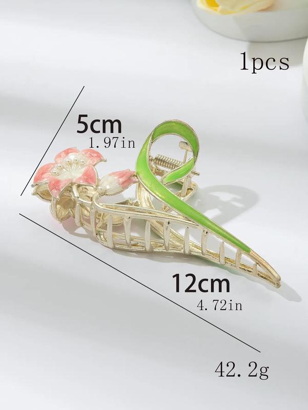 Women's Elegant Alloy Flowers Decor Hair Claw Clip, Trendy Hair Claw Clip for Hairstyle Ideas, Cute Accessories for Claw Clip Hairstyle