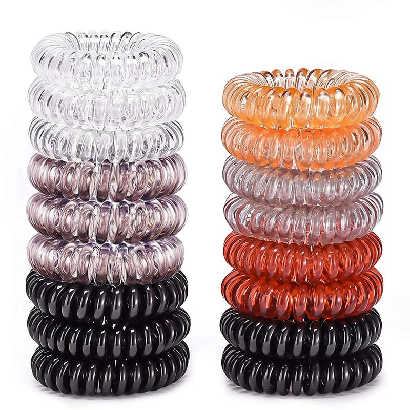 17 Pack Hair Elastics, No Crease Spiral Hair Ties Hair Bands Multi Color Waterproof Phone Cord Hair Scrunchies Hair Coils Accessories for Women Girls