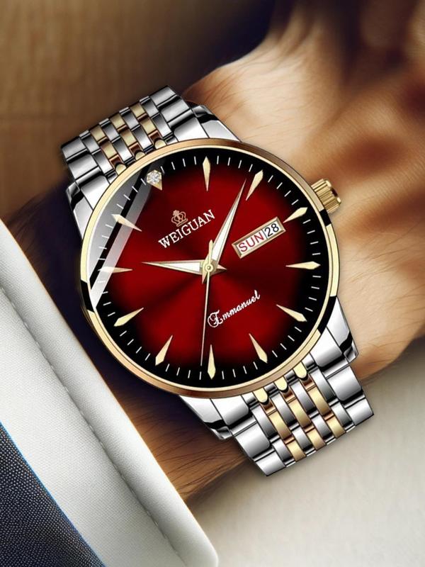 Men's Minimalist Business Fashion Round Dial Quartz Watch, Casual Trendy Wristwatch for Work Office & Daily Used, Perfect Gift for Men, with Box