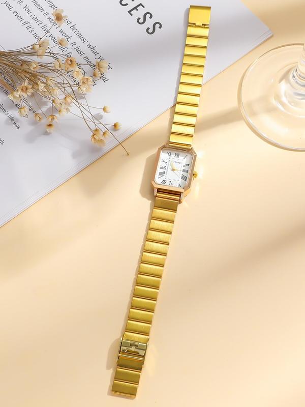 Women's Elegant Fashion Rectangle Dial Quartz Watch, Fashion Watch for Party, Daily  Decor, Trendy All-match & Exquisite Watch for Birthday Gift without Box