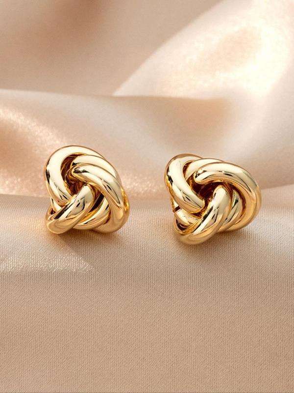 Women's Elegant Knot Design Stud Earrings, 1 Pair Trendy Retro Stud Earrings, Stylish Vintage Jewelry for Women & Girls for Daily & Party Decor