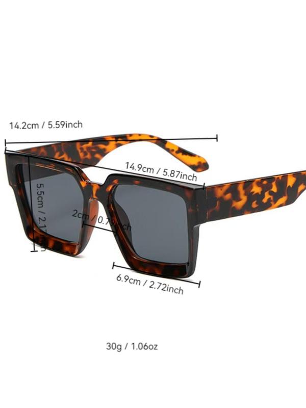 Unisex Vintage Trendy Leopard Pattern Square Frame Sunglasses, Retro All-match Tinted Lens Sunglasses, Fashionable Sunglasses for Outdoor Activities