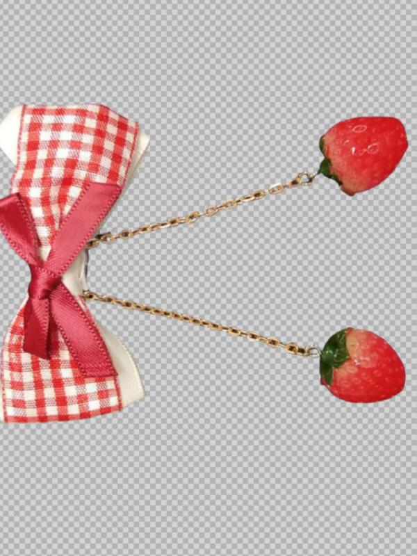 Cute Strawberry & Bowknot Design Hair Clips, 2 Counts set Sweet Kawaii Hair Clips, Fashionable All-match Hair Accessories for Girls & Women for Hairstyle Ideas