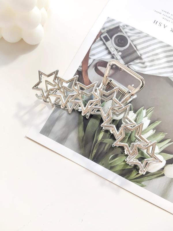 Women's Elegant Hollow out Star Design Hair Claw,  Fashion Alloy Hair Accessories for Daily Wear, Large Size Easy Grasping Hair Claw Clip