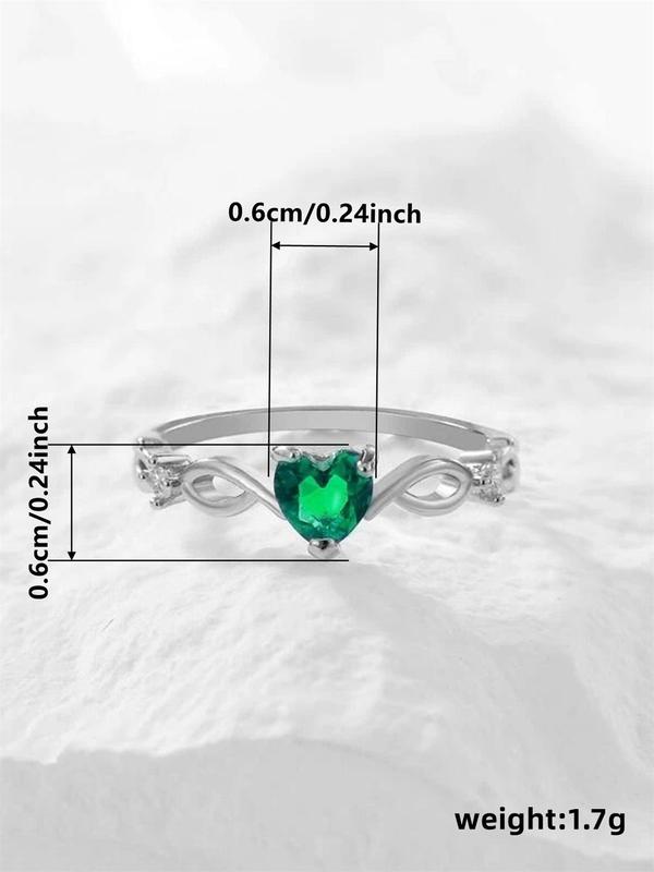 Women's Elegant Rhinestone Decor Heart Design Promise Ring,  Trendy Exquisite Engagement Ring, Chic Fashionable Dainty Jewelry As Gift for Girlfriend