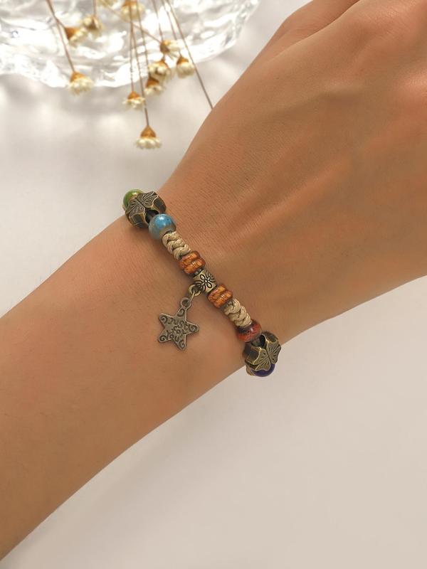 Fashion Beaded Bracelet, Boho Style Star & Adjustable Design Bracelet For Women, Casual Jewelry For Party, Daily Clothing Decor