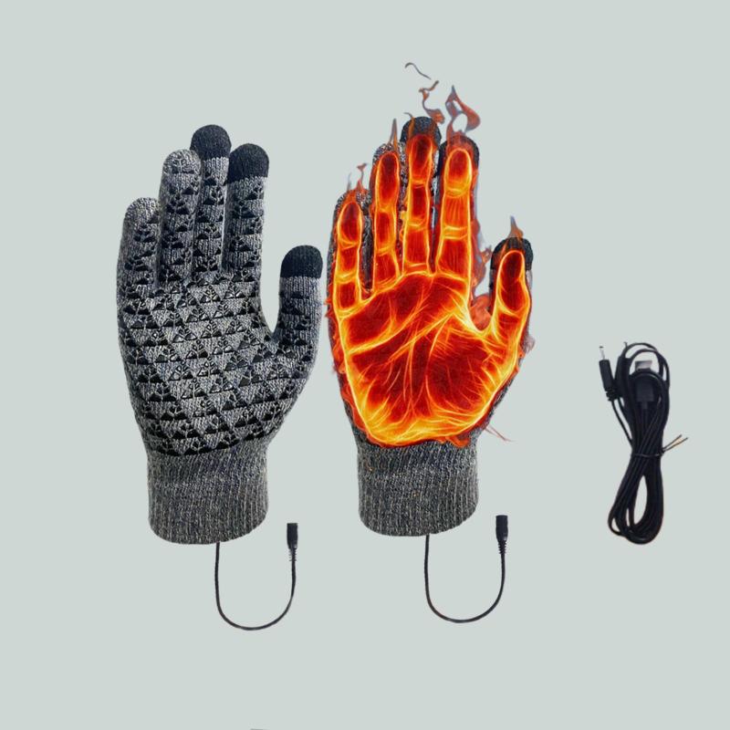 USB Rechargeable Heated Gloves, Touch Screen Thickened Heated Gloves, Warm Gloves for Outdoor Cycling, Sports & Outdoor Accessories