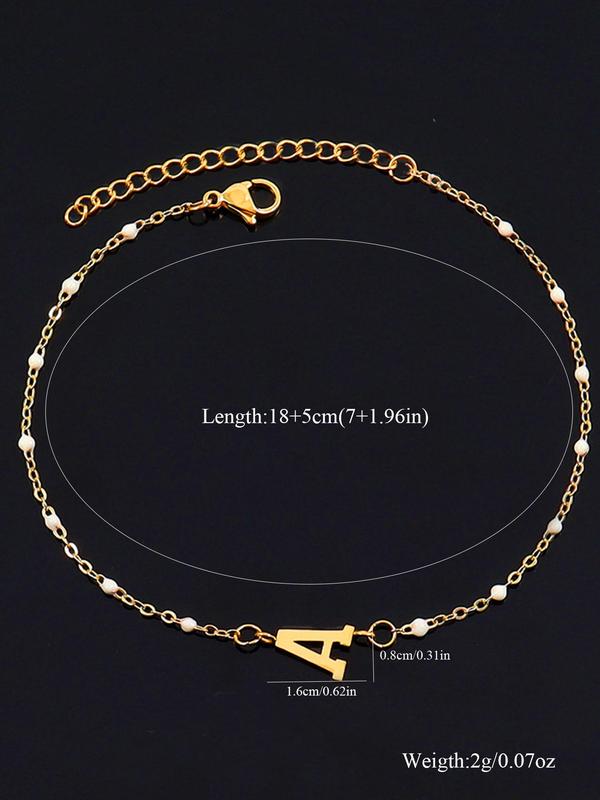 Summer Fashion Letter Detail Link Bracelet, Summer Jewelry, Stainless Steel Jewelry for Women for Party, Daily Clothing Decor, Trendy All-match & Exquisite Jewelry for Birthday Gift