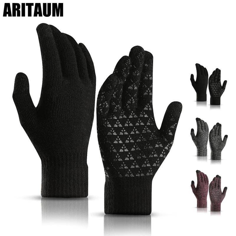 Winter Warm Gloves, 1 Pair Couple Knitted Thick Gloves with Touch Screen Function, Work, Driving, Outdoor Sports, and Cold Weather Protection, Christmas Gift