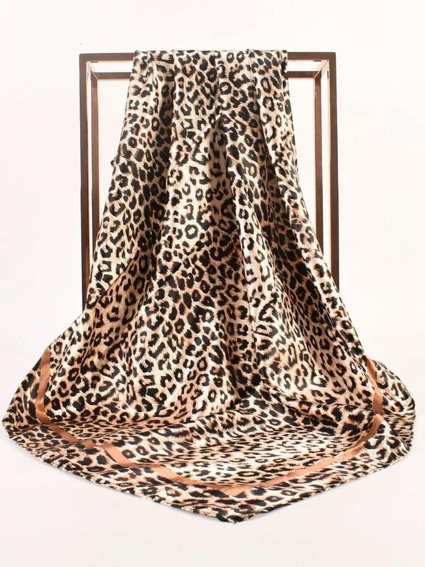 Leopard Print Scarf, Women's Fashionable Square Scarf, Casual Soft Breathable Scarf for Summer, 2024 New Style Spring and Summer Fashion Versatile Scarf