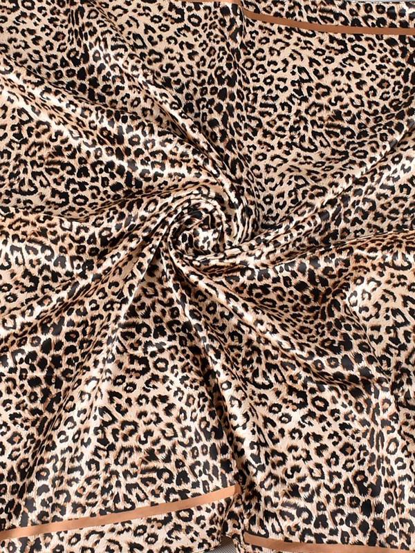 Leopard Print Scarf, Women's Fashionable Square Scarf, Casual Soft Breathable Scarf for Summer, 2024 New Style Spring and Summer Fashion Versatile Scarf