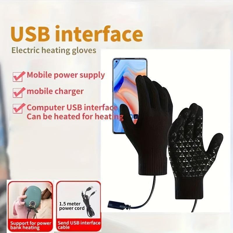 USB Rechargeable Heated Gloves, Touch Screen Thickened Heated Gloves, Warm Gloves for Outdoor Cycling, Sports & Outdoor Accessories