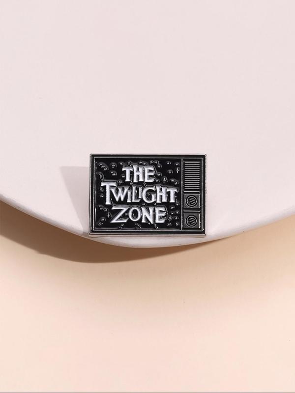 The Twilight Zone Letter Design Brooch, Fashion Alloy Badge for Daily Clothing Decor, Trendy All-match & Exquisite Brooch for Birthday Gift