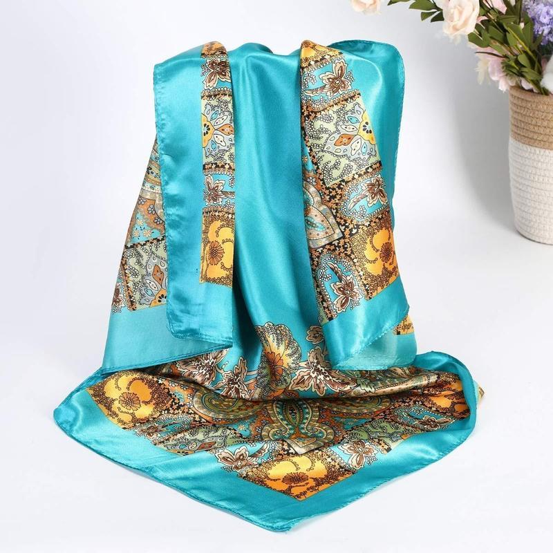 Satin Large Square Head Scarves ，Silk Like Neck Scarf Hair Sleeping Wraps Satin Silk Scarfs for Women