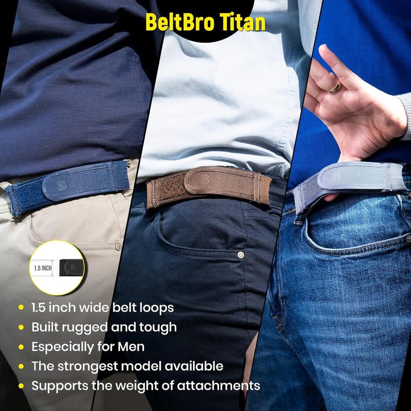 No Buckle Elastic Belt For Men - Fits 1.5 Inch Belt Loops, Comfortable and Easy To Use