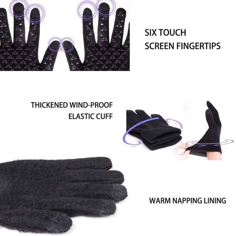 Winter Warm Gloves, 1 Pair Couple Knitted Thick Gloves with Touch Screen Function, Work, Driving, Outdoor Sports, and Cold Weather Protection, Christmas Gift