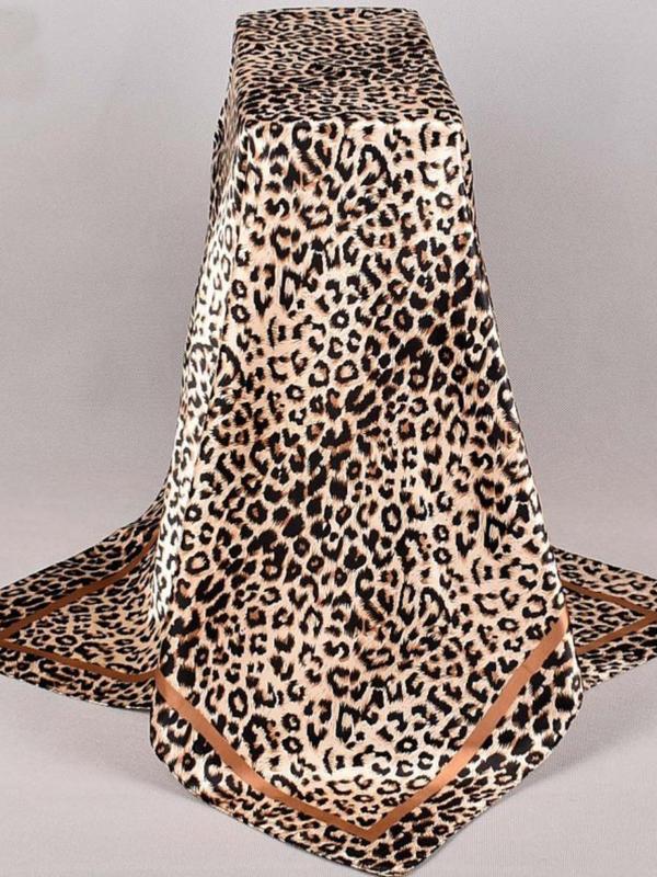 Leopard Print Scarf, Women's Fashionable Square Scarf, Casual Soft Breathable Scarf for Summer, 2024 New Style Spring and Summer Fashion Versatile Scarf