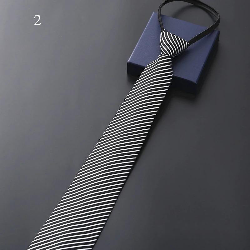 Lazy Zipper Men's Tie Business Formal Dress Wear Stripe Solid Color Zipper Necktie Wholesale Gifts for Men Slim Skinny Tie