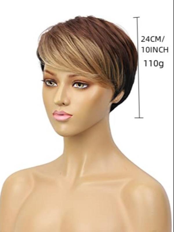 Brown Short Straight Wigs For Women, Gorgeous Fluffy Wigs With Bangs, Synthetic Wigs For Party, Daily Use