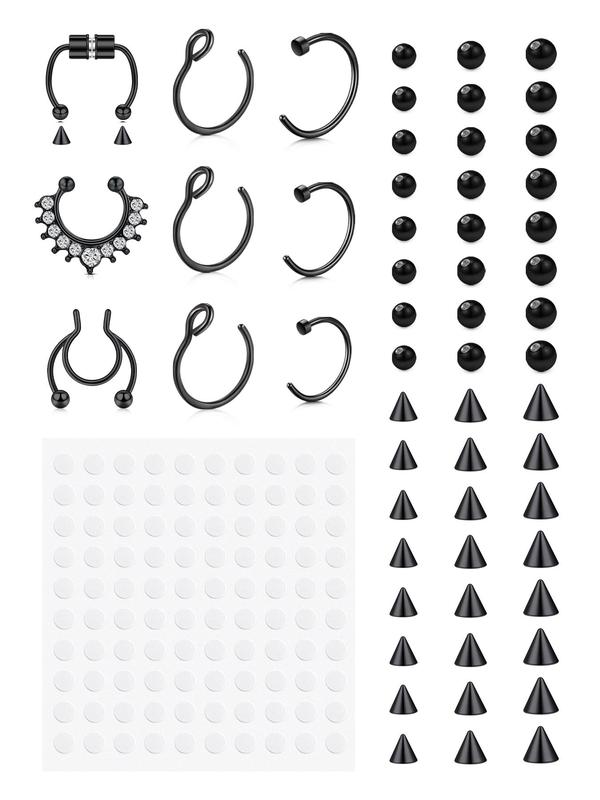 2024 New Nose Ring Sticker & Nose Ring Set, Magnetic Fake Nose Ring, Body No Piercing Clean Girl Summer Jewelry for Women Men