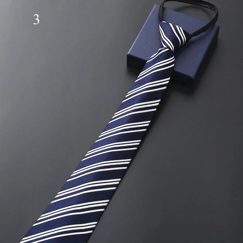 Lazy Zipper Men's Tie Business Formal Dress Wear Stripe Solid Color Zipper Necktie Wholesale Gifts for Men Slim Skinny Tie