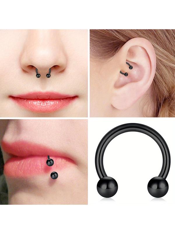 Women's Body Piercing Set, Stainless Steel Body Jewelry Set, Including Cartilage Spiral, Earring, Beard Nose Ring, Lip Ring, Lip Drops, Suitable for Daily Wear