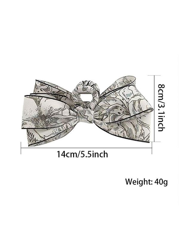 Floral Pattern Bow Decor Hair Claw, 1 Count Elegant Cute Claw Clip for Women & Girls, Minimalist Headwear Suitable for Thick Hair, Fashion Hair Accessories for Party, Daily Decor