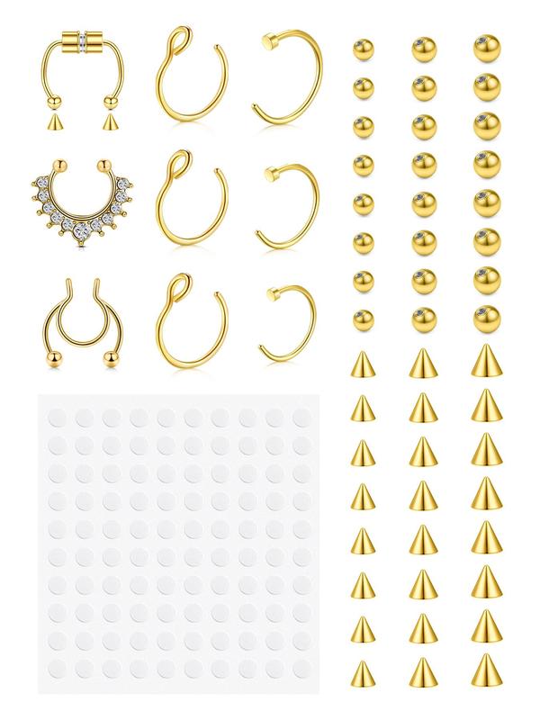 2024 New Nose Ring Sticker & Nose Ring Set, Magnetic Fake Nose Ring, Body No Piercing Clean Girl Summer Jewelry for Women Men