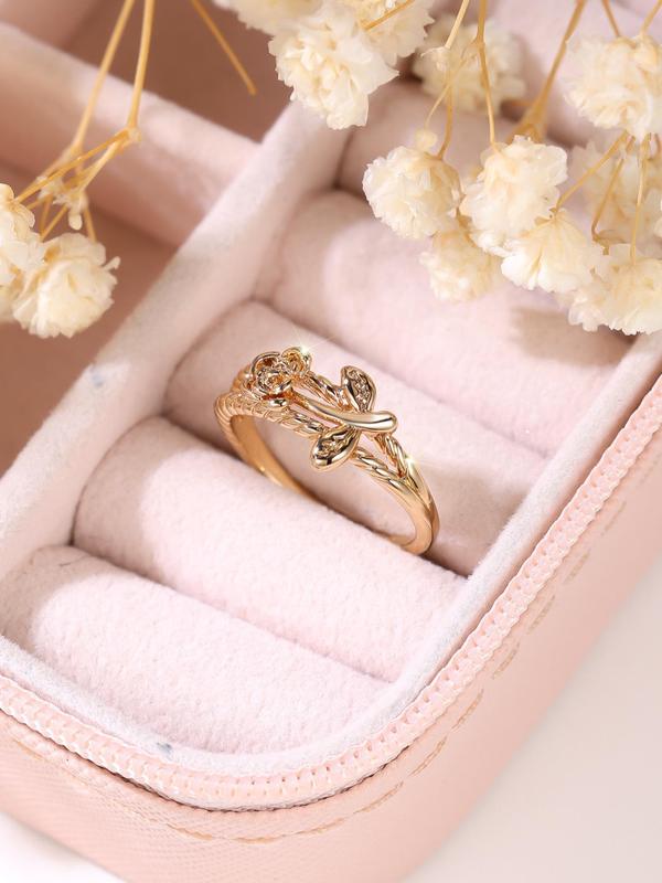 2024 Summer Women's Vintage Rose Design Promise Ring, Trendy All-match Ring for Daily Decoration, Fashion Exquisite Jewelry for Women As Birthday Gift