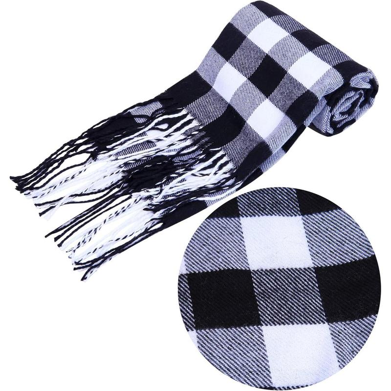 Winter Warm Knitted Sets Buffalo Plaid Scarf Beanie Hat Touch Screen Gloves and Winter Ear Warmer Set for Men or Women