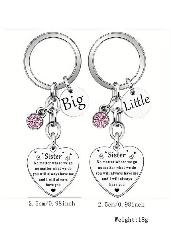 Sisters Birthday Gifts Keychain, Letter Pattern Keychain, Fashion Accessories for Sisters, Unbiological Sister, Christmas Gift for Sister