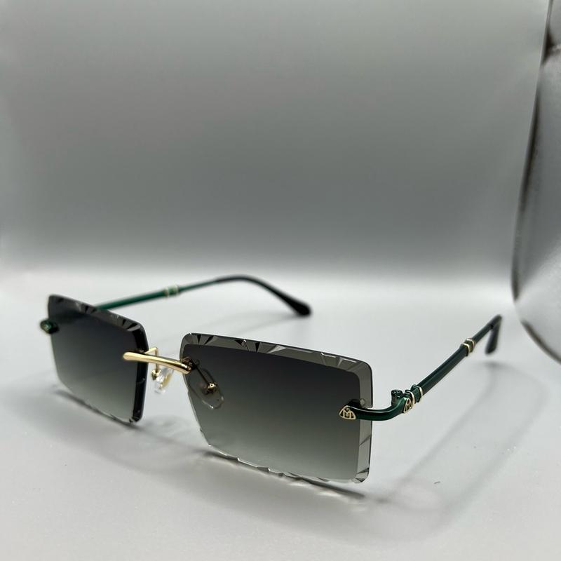 Rectangle 2024 Fashion Fancy Designer Rimless Diamond Cut Lens UV 400 protection Shades Sunglasses for Men