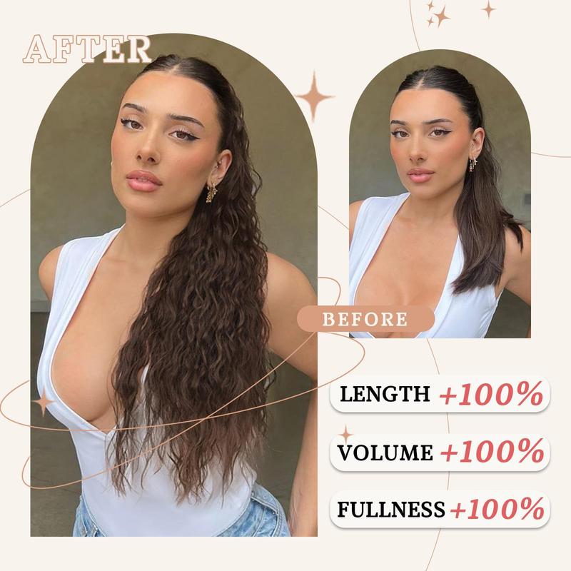 AISI HAIR Claw Clip in Ponytail Hair Extensions for Women 26 30 Inch Long Wavy Synthetic Hairpiece for Daily Party Use