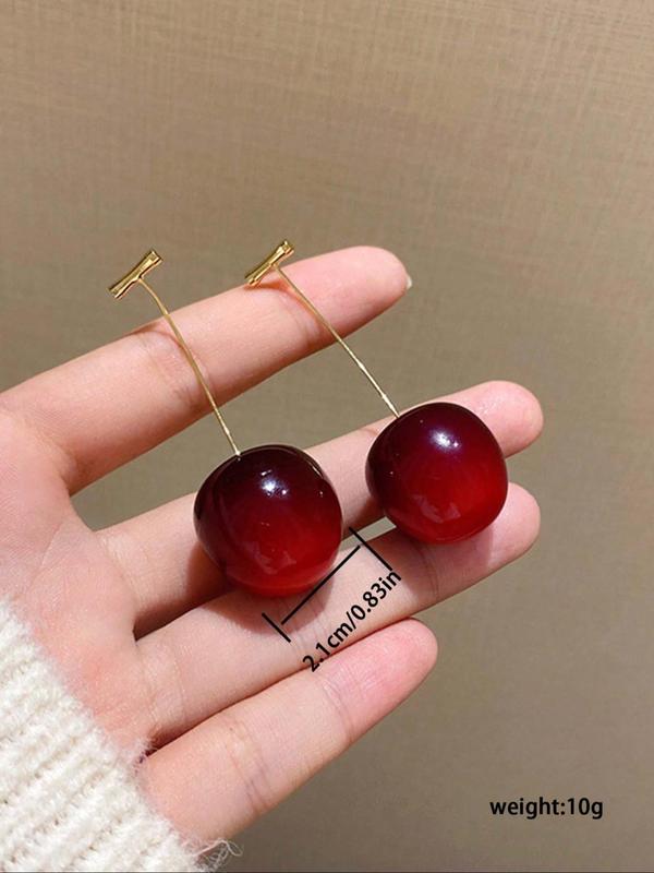 Cute Cherry Design Dangle Earrings, 2024 New Style Fashionable Jewelry for Women & Girls, Trendy All-match & Exquisite Jewelry for Birthday Gift Dainty Gift for Your Love