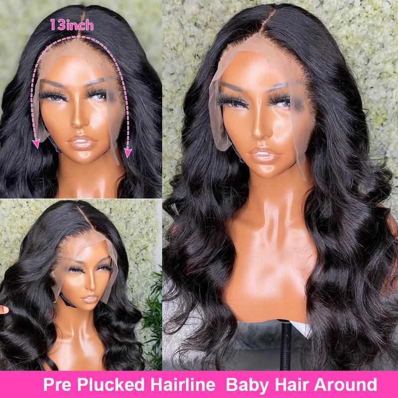 Bling Hair 13x6 Body Wave Lace Frontal Wig Human Hair Pre-plucked 13x4 Transparent Lace Front Wigs For Women 180% Density Brazilian Human Hair Wigs