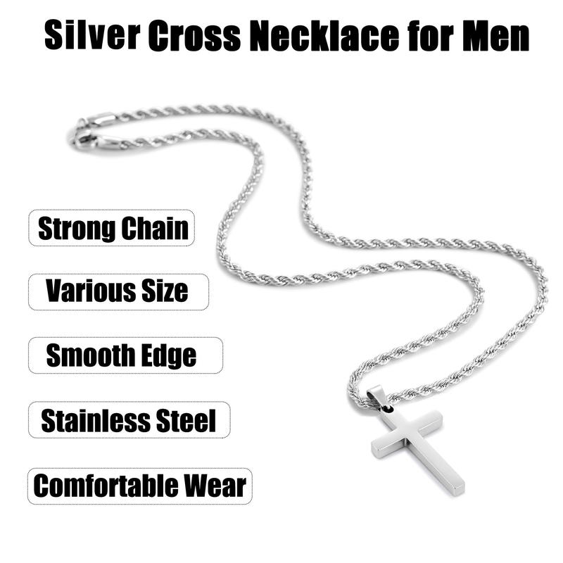 Cross Necklace for Men 2.5mm Rope Chain for Men and Women Rope Necklace for Boys