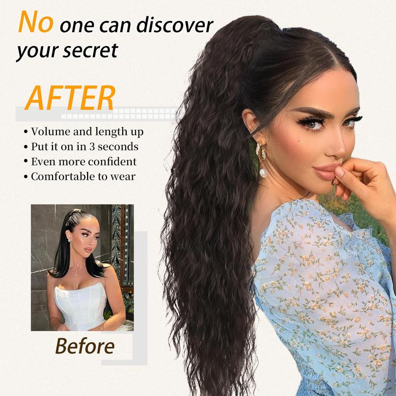 AISI HAIR Claw Clip in Ponytail Hair Extensions for Women 26 30 Inch Long Wavy Synthetic Hairpiece for Daily Party Use