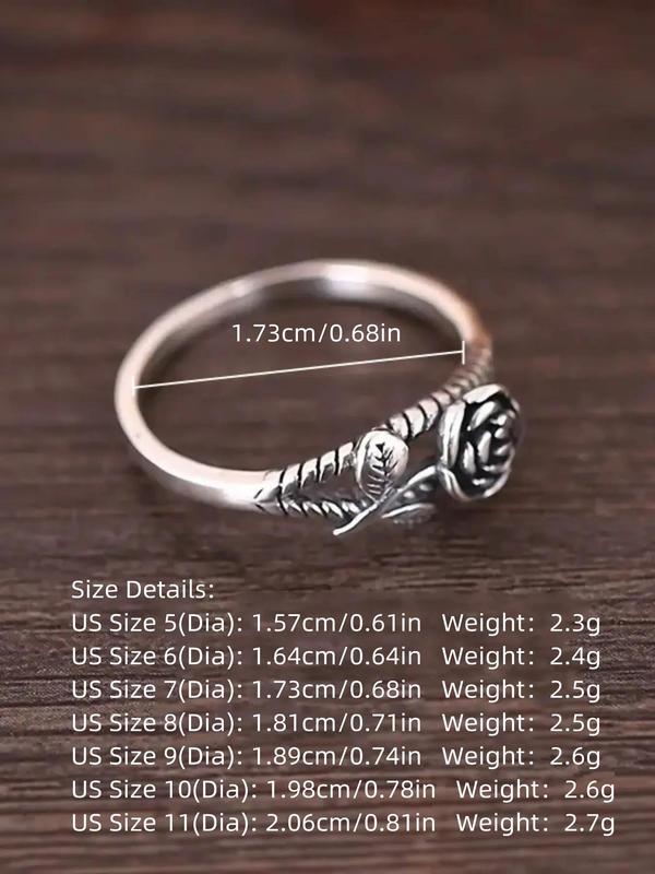 2024 Summer Women's Vintage Rose Design Promise Ring, Trendy All-match Ring for Daily Decoration, Fashion Exquisite Jewelry for Women As Birthday Gift