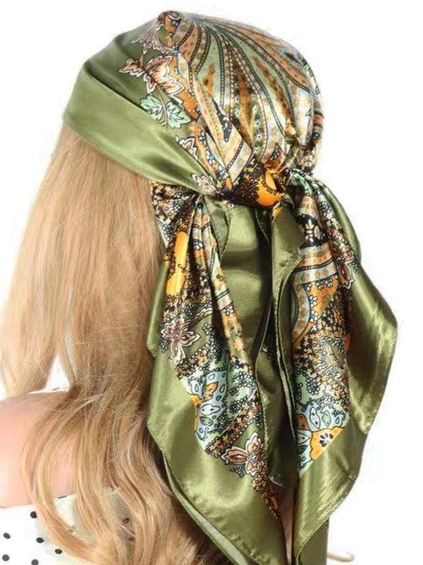 Women's Boho Style Scarf Print Square Scarf, Fashionable Casual Soft Comfortable Bandana for Daily Wear, Versatile Scarf for All Seasons