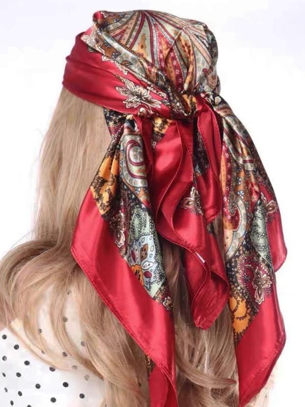 Women's Boho Style Scarf Print Square Scarf, Fashionable Casual Soft Comfortable Bandana for Daily Wear, Versatile Scarf for All Seasons