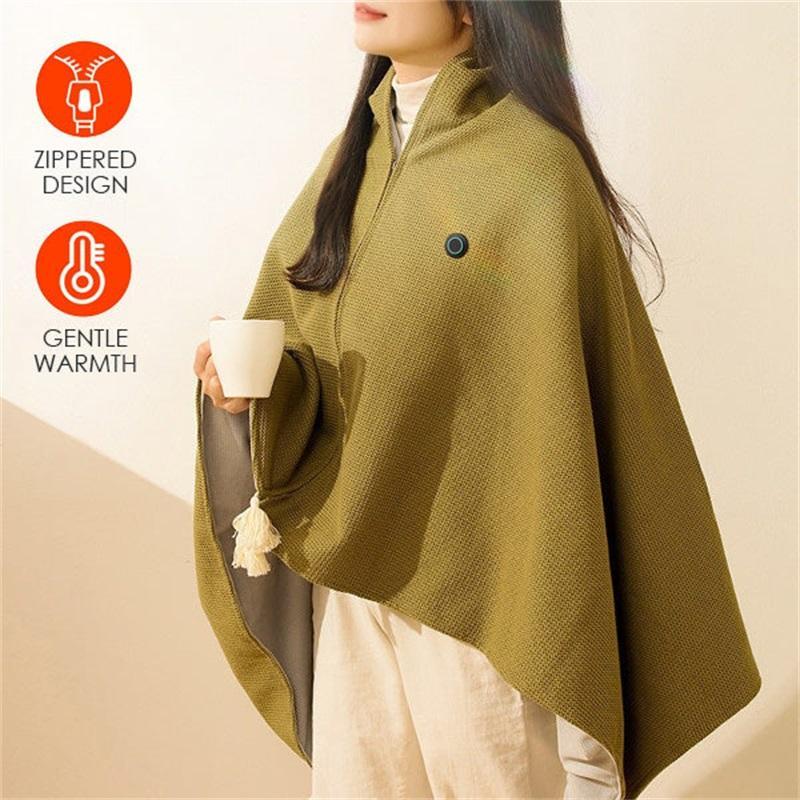 Portable USB Heated Shawl, Washable Winter Blanket for Shoulders and Lap, Cozy Heating Wrap