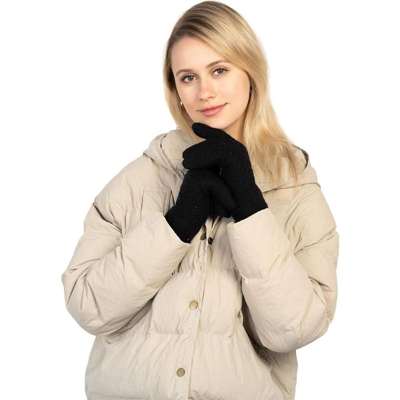 Women's Winter Warm Touch Screen Gloves Womens Thermal Cable Knit  Fleece Lined Gloves for Cold Weather