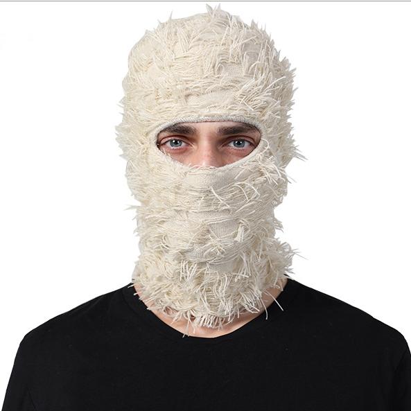 Distressed Balaclava Knitted Full Face Ski Mask Winter Windproof Neck Warmer for Men Women Distress Mask Beanie