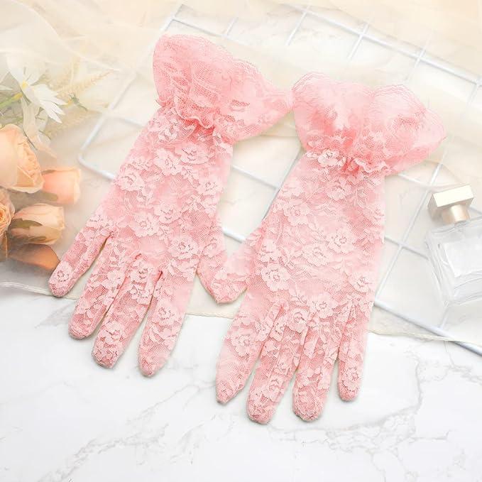 Lace Gloves,Lace Gloves Women,Tea Party Gloves,Bridal Wedding Sunblock Gloves, Opera Prom Halloween Cosplay Gloves