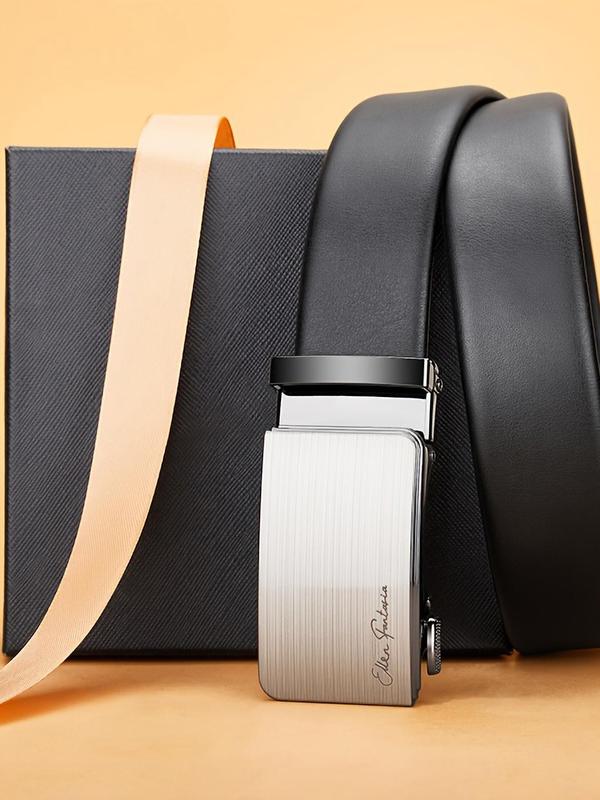 Men's Business Fashion Automatic Buckle Belt, Minimalist Casual Plain Color Pu Leather Belt, Comfortable Belt for Business and Casual Wearing