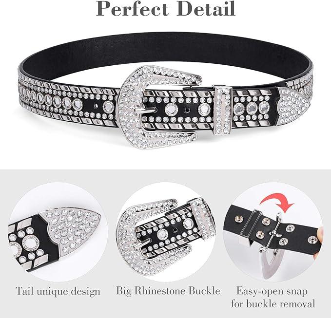 Rhinestone edgar belts for Men Women Western Cowboy Cowgirl Bling Studded Leather Belt for Jeans Pants