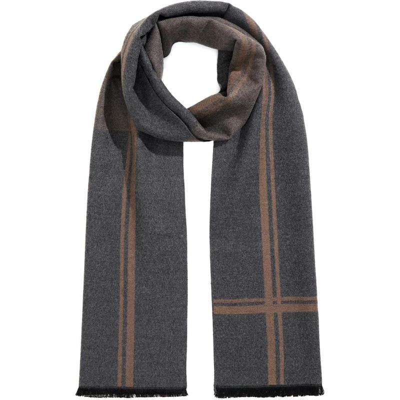 Men's Winter Warm Scarf Premium Cashmere Feel, Luxuriously Soft Long Plaid Pattern