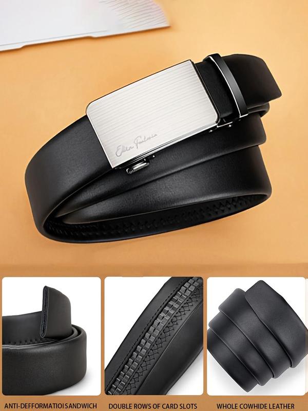 Men's Business Fashion Automatic Buckle Belt, Minimalist Casual Plain Color Pu Leather Belt, Comfortable Belt for Business and Casual Wearing