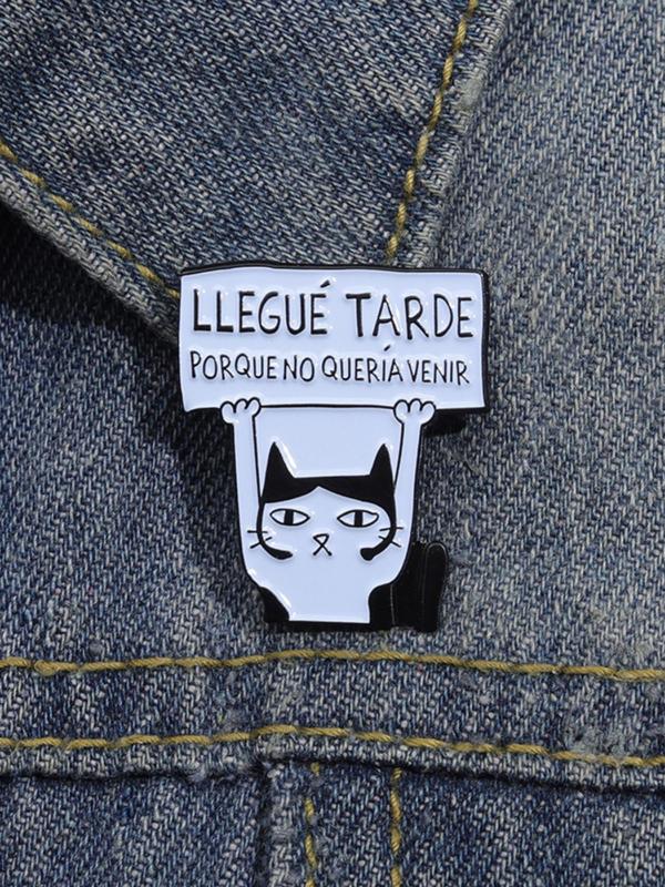 Creative Letter & Cat Design Brooch, Cute Clothes Badge, Fashion Accessories for Daily Clothing Decor, Trendy All-match & Exquisite Brooch for Birthday Gift